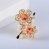 Red Plum Blossom Flowers Party Brooches For Women