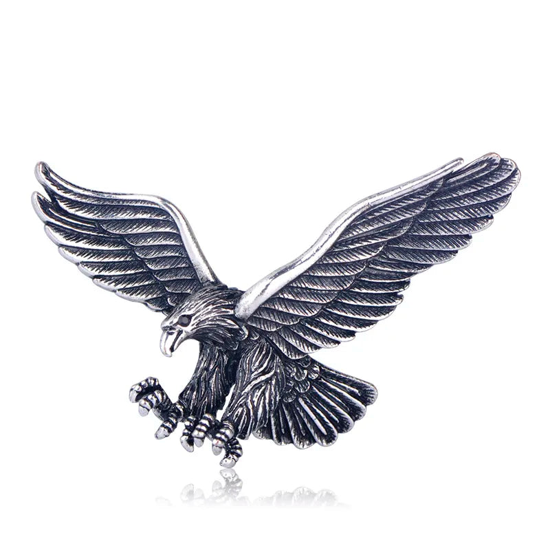 Vintage Antique Silver Jewelry Flying Eagle Brooch Men Boys Suit Scarf Accessori
