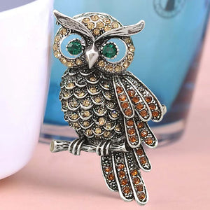Vintage Owl Brooch Corsage Scarf Clip Crystal Parrots Brooches Lapel Pin Broches