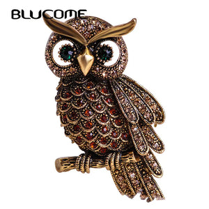 Vintage Owl Brooch Corsage Scarf Clip Crystal Parrots Brooches Lapel Pin Broches