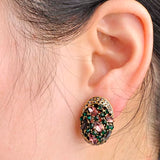 Vintage Crystal Stud Earrings French Hooks Brincos Ouro Joias