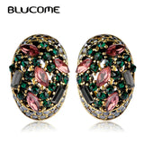 Vintage Crystal Stud Earrings French Hooks Brincos Ouro Joias