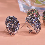 Vintage Crystal Stud Earrings French Hooks Brincos Ouro Joias