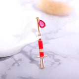 Zircon Water Drop Enamel Brooch Pin for Work Banquet