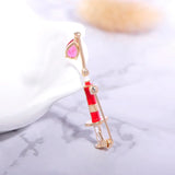 Zircon Water Drop Enamel Brooch Pin for Work Banquet