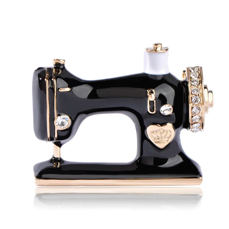 Enamel Sewing Machine Brooch for Women Girls