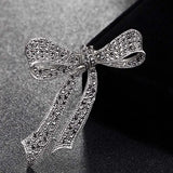 Vintage Gray Rhinestone Bow Brooch for Women Wedding Bridal Hats