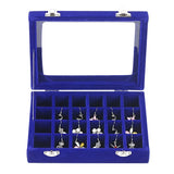 24 Slot Velvet Glass Jewelry Box Organizer Rings Earrings Tray Display
