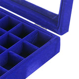 24 Slot Velvet Glass Jewelry Box Organizer Rings Earrings Tray Display