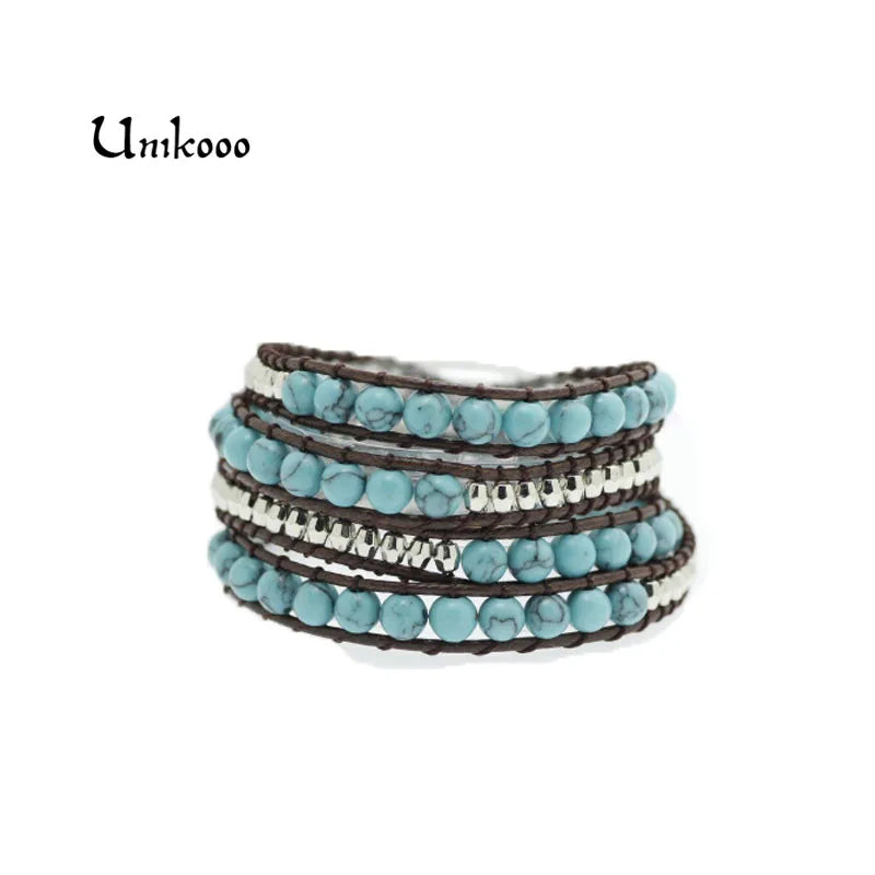 Boho Beads Bracelet Strand Wrap Wax Cord Bracelet