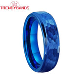 8mm 6mm Tungsten Wedding Rings Hammer Stepped Edges