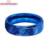 8mm 6mm Tungsten Wedding Rings Hammer Stepped Edges