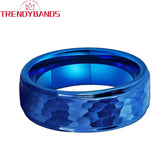 8mm 6mm Tungsten Wedding Rings Hammer Stepped Edges