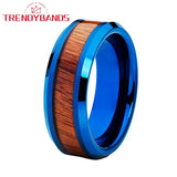 8mm Tungsten Carbide Koa Wood Inlay Wedding Band