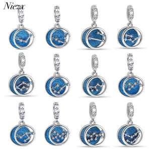 925 Silver Zodiac Constellation Pendant Charm DIY Beads