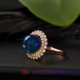 925 Silver Amber Pendant Necklace Chinese Ring Women Gemstone Zircon