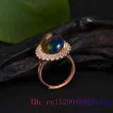 925 Silver Amber Pendant Necklace Chinese Ring Women Gemstone Zircon