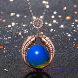 Pisces Gemstone Pendant Necklace 925 Silver Amulet