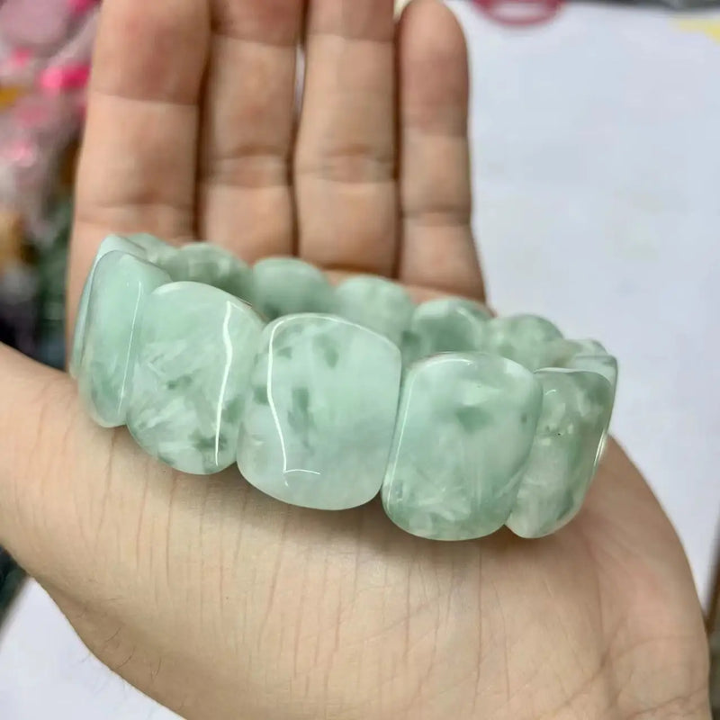 Angelite Stone Beads Bracelet Natural Gemstone Bangle For Women Men Gift
