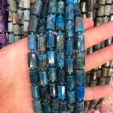 Apatite Stone Beads Faceted Cylinder Spacer Tube Beads