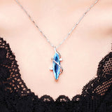 Aquamarine Diamond Pendant Necklace Crystal Choker Silver Jewelry