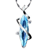 Aquamarine Diamond Pendant Necklace Crystal Choker Silver Jewelry