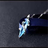Aquamarine Diamond Pendant Necklace Crystal Choker Silver Jewelry