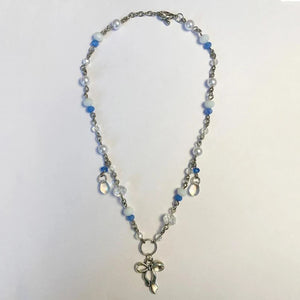 Beaded Bow Pendant Necklace Charm Jewelry