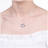 Moon Star Pendant Necklace 925 Silver Link Chain Choker Party Jewelry