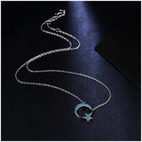 Moon Star Pendant Necklace 925 Silver Link Chain Choker Party Jewelry