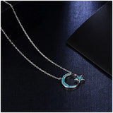 Moon Star Pendant Necklace 925 Silver Link Chain Choker Party Jewelry