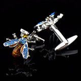 Bee Rhinestone Sleeve Nails Men's Shirt Cufflinks Crystal Gem Cuff links Buttons