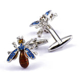 Bee Rhinestone Sleeve Nails Men's Shirt Cufflinks Crystal Gem Cuff links Buttons