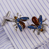 Bee Rhinestone Sleeve Nails Men's Shirt Cufflinks Crystal Gem Cuff links Buttons