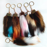 Brown Fur Tails Key Chains Faux Fox Fur Pompon Car Key Ring Bag Charms