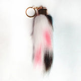 Brown Fur Tails Key Chains Faux Fox Fur Pompon Car Key Ring Bag Charms