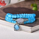 Cat Eye Stone Bracelets with Heart Shape Pendant