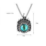 Cat's Eye Stone Angel's Eye Pendant Necklace Men's Stainless Steel Flame Pendant