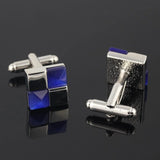 Checkered Square Bow Tie & Silver Cufflinks Set