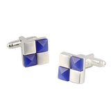 Checkered Square Bow Tie & Silver Cufflinks Set