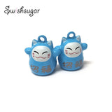 Chinese Lucky Cat Bell Charm Pendant Bracelet Necklace Wedding Decor