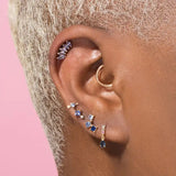 925 Sterling Silver CZ Geometric Earring Plated Vermeil