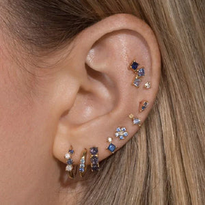 925 Sterling Silver CZ Geometric Earring Plated Vermeil