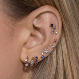 925 Sterling Silver CZ Geometric Earring Plated Vermeil