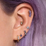 925 Sterling Silver CZ Geometric Earring Plated Vermeil