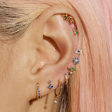925 Sterling Silver CZ Geometric Earring Plated Vermeil