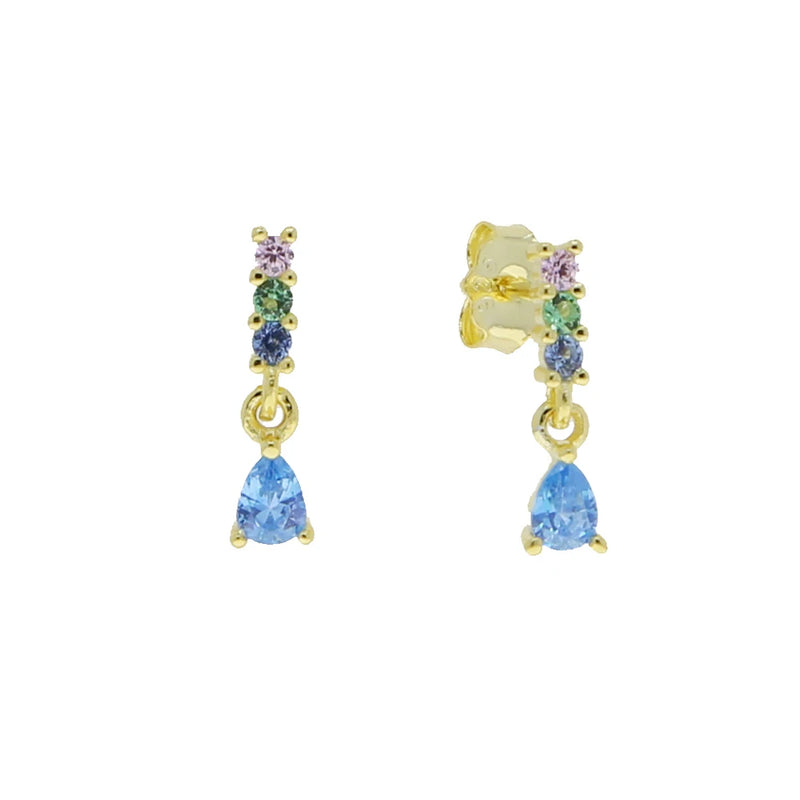 925 Sterling Silver CZ Geometric Earring Plated Vermeil