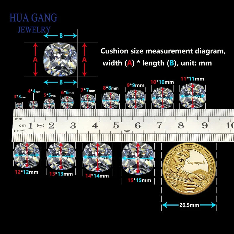 Princess Cut Glass Beads Synthetic Gems 3x3~15x15mm