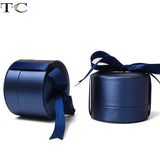 Leather Jewelry Box Ribbon Pendant Ring Store Gift Container