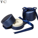Leather Jewelry Box Ribbon Pendant Ring Store Gift Container